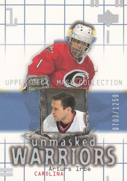 insert karta ARTURS IRBE 01-02 UD Mask Collection Unmasked Warriors /1250