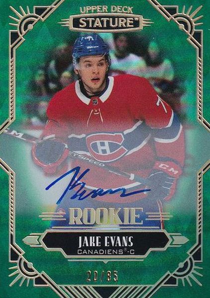 AUTO RC karta JAKE EVANS 20-21 Stature Rookie Green /85