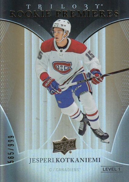 insert RC karta JESPERI KOTKANIEMI 18-19 Trilogy Rookie Premieres /999