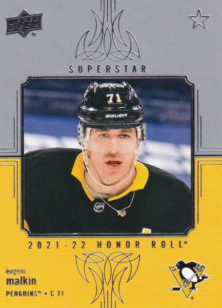 insert karta EVGENI MALKIN 21-22 UD Ser. 1 Honor Roll Superstar číslo HR-49