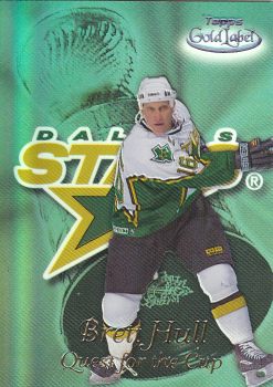 insert karta BRETT HULL 99-00 Topps Gold Label Quest for the Cup číslo QC9