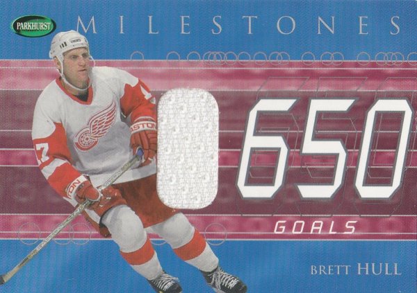 jersey karta BRETT HULL 01-02 Parkhurst Milestones /90