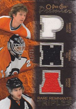 jersey karta CLARKE/HEXTALL/GAGNE 07-08 OPC Premier Rare Remnants Triples/35